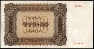 Polsko. 1945 1000 Zlotých Prefix Dh Náhradní série Velmi vzácné