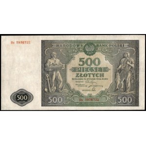 Poland. 1946 500 Zlotych Prefix Dz Replacement Series