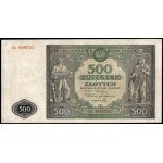 Poland. 1946 500 Zlotych Prefix Dz Replacement Series