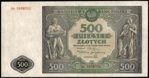 Polsko. 1946 500 Zlotých Předpona Dz Náhradní série