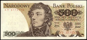 Poland. 1976 500 Zlotych Prefix AY