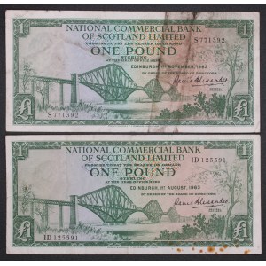 Scotland. Commercial Bank 1 Pound 1962 1963 2 Pieces
