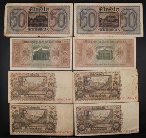 Germany. Third Reich 1942 1943 50 20 & 5 Reichsmark 14 Pieces