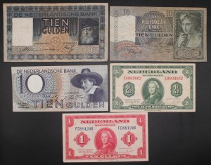 Nizozemsko. 1939-1943 1 2 1/2 a 10 guldenů 5 kusů