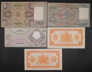 Nizozemsko. 1939-1943 1 2 1/2 a 10 guldenů 5 kusů