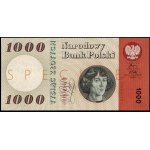 Poland. 1965 1000 Zlotych Prefix A WZOR Specimen