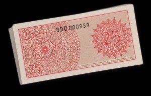 Indonésie. 25 rupií 1968 Lot 92 kusů Všechny nízké S/N 678-959