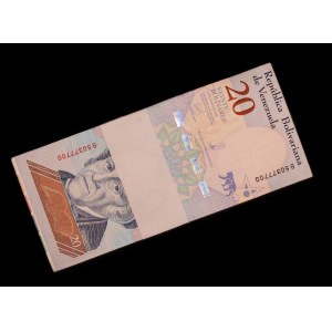 Venezuela. 20 Bolivares 2018 Bundle ERROR Print 100 Pieces