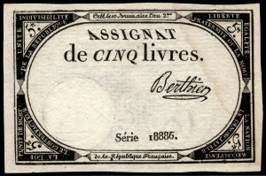 Francie. 5 Sols 1793 An 2 Assignat Serie 18886