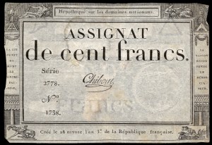 Francie. 100 franků 1795 An 3 Assignat Serie 2778