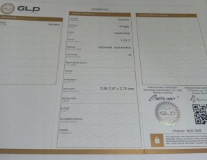 NATURAL DIAMOND 0.29 CT CERTIFICATE