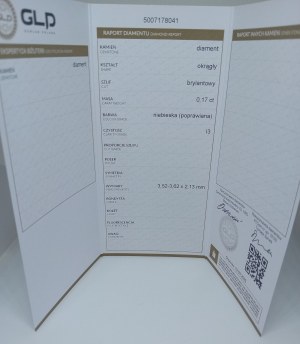 NATURAL DIAMOND 0.17 CT CERTIFICATE