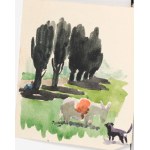Ludwik MACIĄG (1920-2007), Pejzaż z kozą i psem