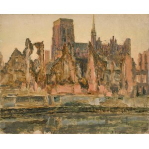 Józef PIENIĄŻEK (1888-1953), Widok na Bazylikę Mariacką w Gdańsku