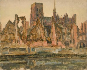Józef PIENIĄŻEK (1888-1953), Widok na Bazylikę Mariacką w Gdańsku
