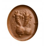 An Italic banded agate intaglio. Hand holding two cornucopias.
