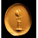 A Roman banded agate intaglio. Allegorical emblema with a butterfly.