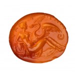 A large Roman carnelian intaglio. Leda with the swan