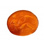 A large Roman carnelian intaglio. Leda with the swan