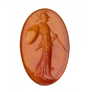A Roman carnelian intaglio. Athena.
