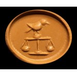 A Roman carnelian intaglio. Bird on a scale.