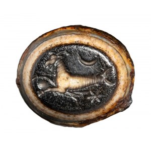 A Roman agate intaglio. Seagoat with astrological attributes.