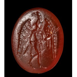 A Roman carnelian intaglio. Ganymede with the eagle.