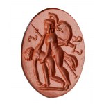 A Roman red jasper intaglio. Menelaos and Patroclus.