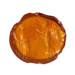 A large Roman carnelian intaglio. Fortuna-Tyche with Nike.