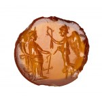 A large Roman carnelian intaglio. Fortuna-Tyche with Nike.