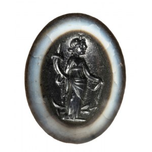A Roman agate intaglio. Fortuna-Tyche.