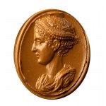 A fine Roman carnelian intaglio set in a modern gold ring. Portrait of the empress Sabina.