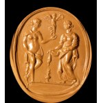 A large agate intaglio set in a gold ring. Allegorical scene.