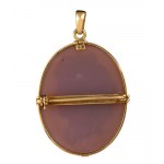 An early Victorian agate cameo set in a gold pendant. Laureated head of Apollo.