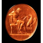 A large Grand Tour reddish brown glass cast impression. Jupiter sitting with the eagle.