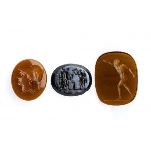 A lot of 3 Grand Tour glass cast impressions. Various subjects
