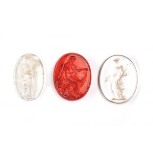A lot of 3 Grand Tour glass cast impressions. Various subjects.