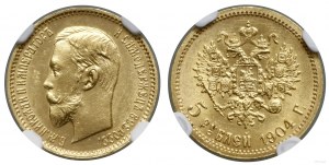 Rusko, 5 rublů, 1904 AP, Petrohrad
