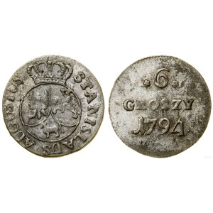 Polska, 6 groszy miedziane, 1794, Warszawa