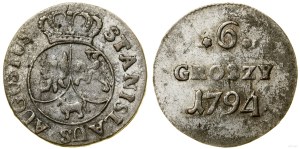 Poland, 6 copper pennies, 1794, Warsaw