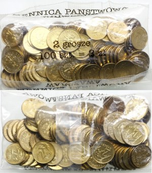 Poland, mint bag 100 x 2 pennies, 1990, Warsaw