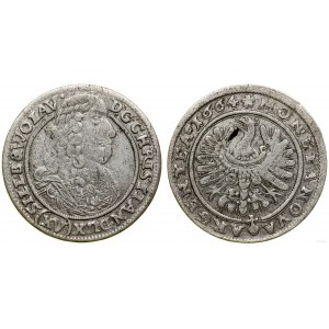 Silesia, 15 krajcars, 1664, Brzeg