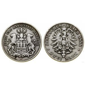 Niemcy, 2 marki, 1888 J, Hamburg
