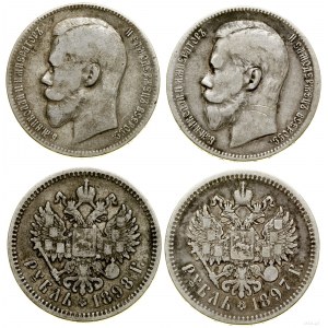 Rosja, zestaw 2 x rubel, 1897 **, 1898 АГ, Bruksela / Petersburg