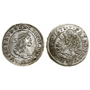 Węgry, 6 krajcarów, 1671 KB, Kremnica