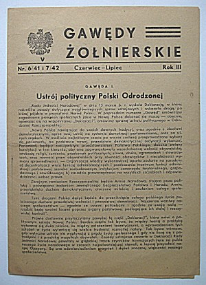 SOLDIERS' STORYTELLING. [W-wa 1942]. Nos.6/41 and 7/42 June-July. Year III. [Home Army underground publication]....