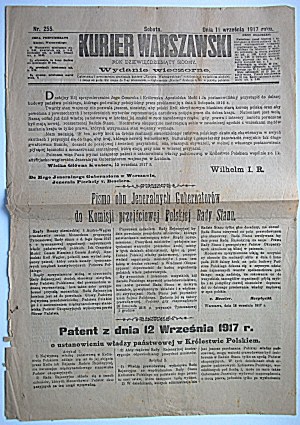 KURJER WARSZAWSKI. Evening edition. Year ninety-seven. W-wa, September 15, 1917. No. 255...