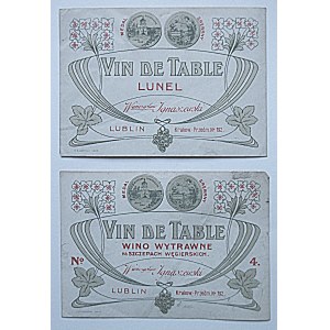 [ETYKIETY WINNE]. Dwie etykiety z butelek po winie : 1). Vin de Table. Lunel. Wieńczysław Ignaszewski. Lublin...