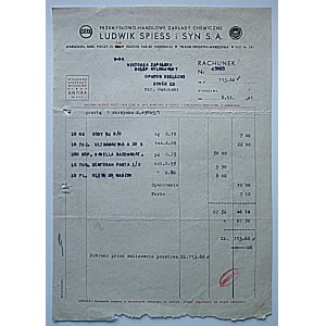 PRZMYSŁOWO - HANDLOWE ZAKŁADY CHEMICZNE LUDWIK SPIESS I SYN S. A. W-wa, 8. 11. 1941...