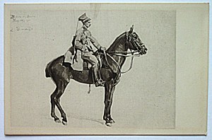 ROZWADOWSKI Z. Ułani. Published by jw. Seriea VII. A different take on the silhouette of a lancer on horseback, facing right] Cz.-b...